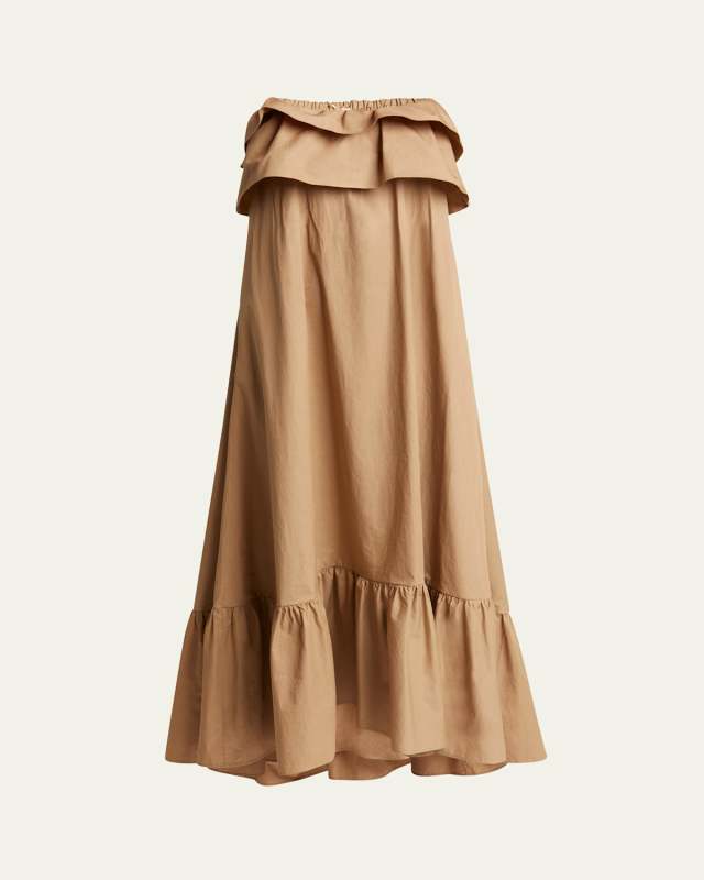 Long Strapless Ruffled Dress